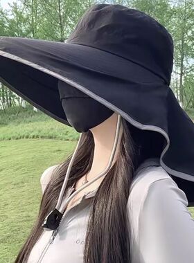 新款渔夫帽护颈披肩多巴胺夏季遮阳帽洋气时尚薄款防风男女防晒帽