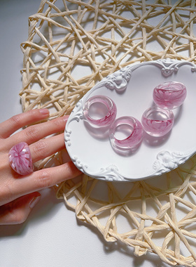 可以戴的戒指琉璃戒指琉璃项链串珠项链个性中古彩色不掉色小众链