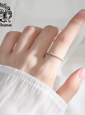 皇家莎莎S999银素圈戒指简约冷淡风细环小号女款戒子指环尾戒