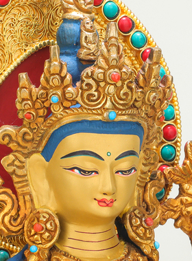 四臂观音佛像尼泊尔全鎏金密宗