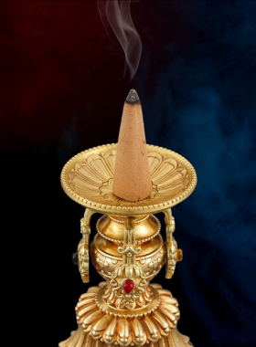 满愿莲花灯座八吉祥莲花酥油灯座