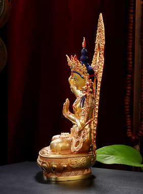 黄铜佛堂文殊菩萨摆件