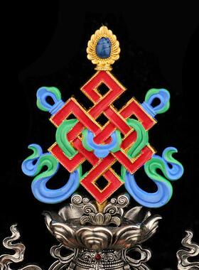 藏式全铜尼泊尔工艺鎏金彩绘八吉祥摆件密宗供佛套装居家室内摆件