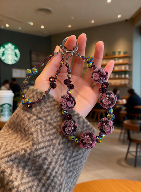 轻奢小众玫瑰手机挂链女士