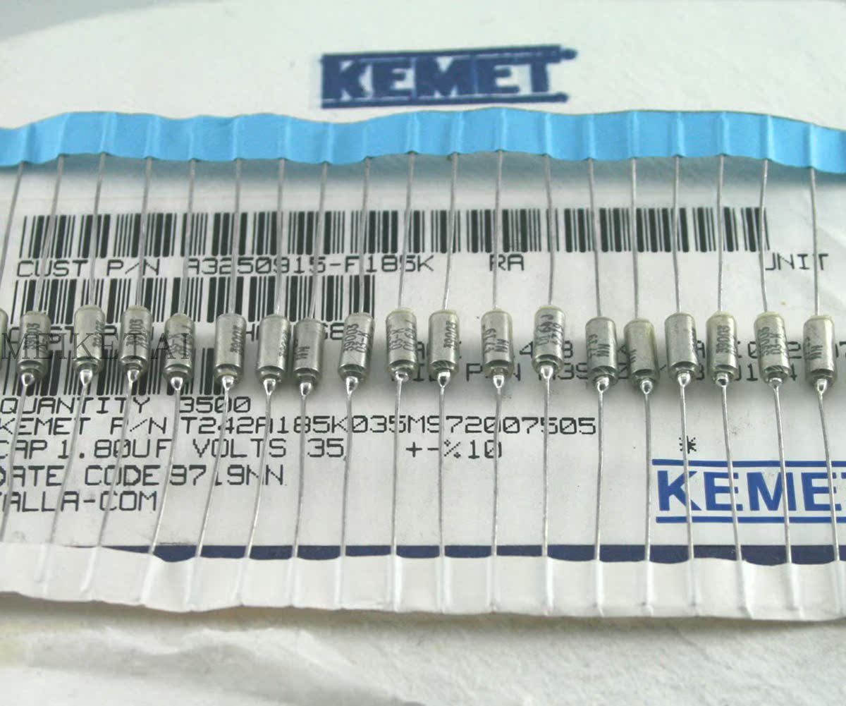 T242A185K035MS 35V1.8UF 185K 1800nf KEMET集美轴向阴极钽电容 - 图0