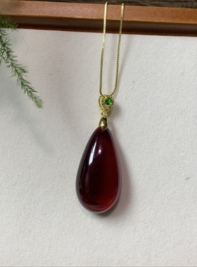 血珀水滴随形吊坠珠链男女平安无事牌项链原石二代琥珀锁骨毛衣链