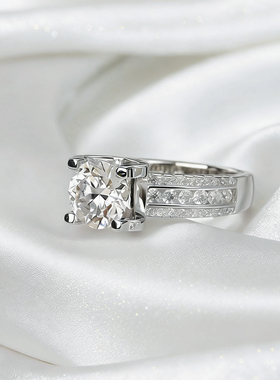 57【星光牛头】豪镶牛头进口培育莫桑石钻戒女