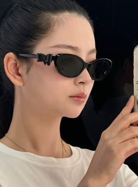 辛芷蕾同款蝴蝶结猫眼墨镜女