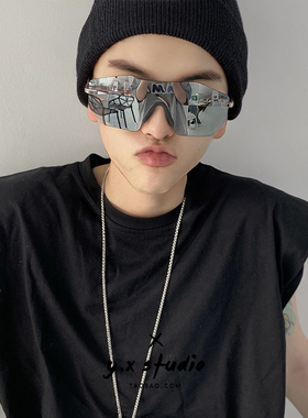 2024新款一体无框太阳镜男士个性嘻哈镜框墨镜欧美潮流开车眼镜