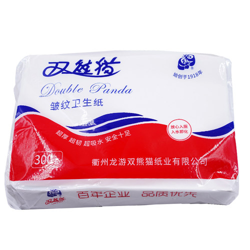 双熊猫卫生纸300克纸巾皱纹厕纸手纸草纸速溶毛纸老式平板纸家用 - 图2