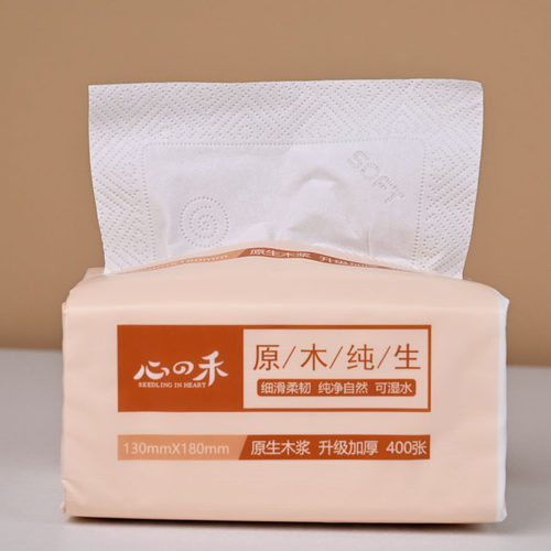 心禾抽纸400张80包原木纯生纸巾餐巾纸面巾纸家用卫生纸整箱10提 - 图2