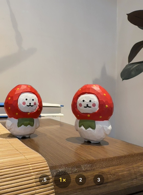 熊 变成草莓的时候 木雕小众礼物可爱桌面摆件子超兄周边创意送人