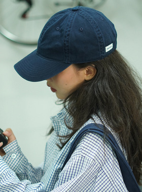 韩版日系后贴标鸭舌帽女夏季遮阳防晒街头棒球帽男纯色百搭帽子