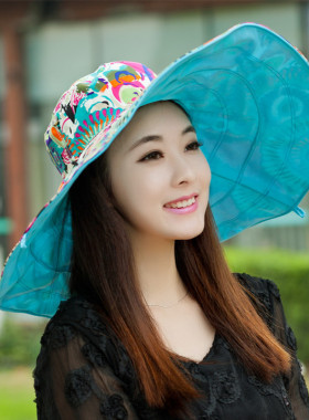 女士夏天防紫外线可折叠大沿帽子