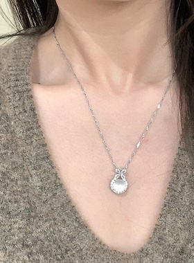 冰透玉髓锆石花朵吊坠项链女轻奢时尚优雅个性百搭颈链锁骨链