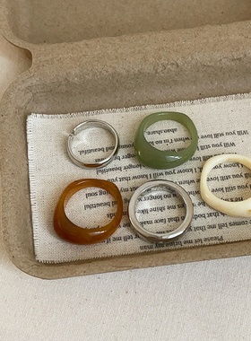 简约感几何不规则树脂戒指女韩国小众个性时尚百搭指环戒子