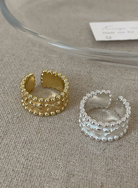 浮雕蝴蝶结哑光金属开口戒指女轻奢精致时尚优雅个性百搭指环戒子