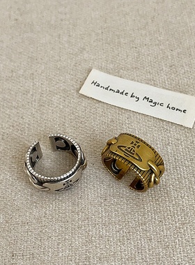 中古风做旧星球金属开口戒指女小众设计感个性时尚气质百搭指环戒