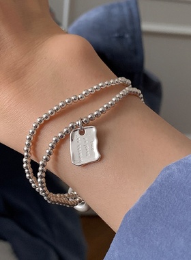 双层串珠不规则金属手链女设计感小众复古个性简约百搭气质手饰