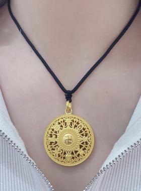 金包银八宝罗盘吊坠女金包银时来运转平安扣圆盘项链首饰品送礼物