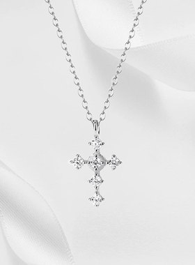 纯银十字架小众高级感简约女生闺蜜学生日常平价叠戴锁骨链项链