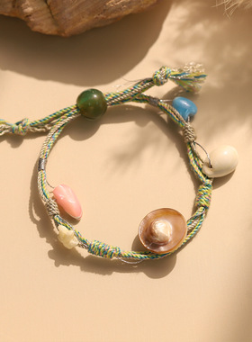 甜美项链新款手链女度假百搭锁骨链小众设计手工编织饰品套装