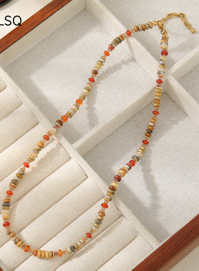 法式天然玛瑙串珠项链秋冬百搭高级感原创小众度假锁骨颈链饰品女