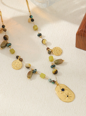 gary工作室天然非洲松民族波西米亚风项链复古八芒星符号不规则