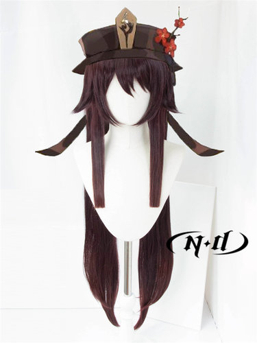 ND家】 胡桃 原神 角色款cos假发 渐变分层马尾虎口夹 - 图0