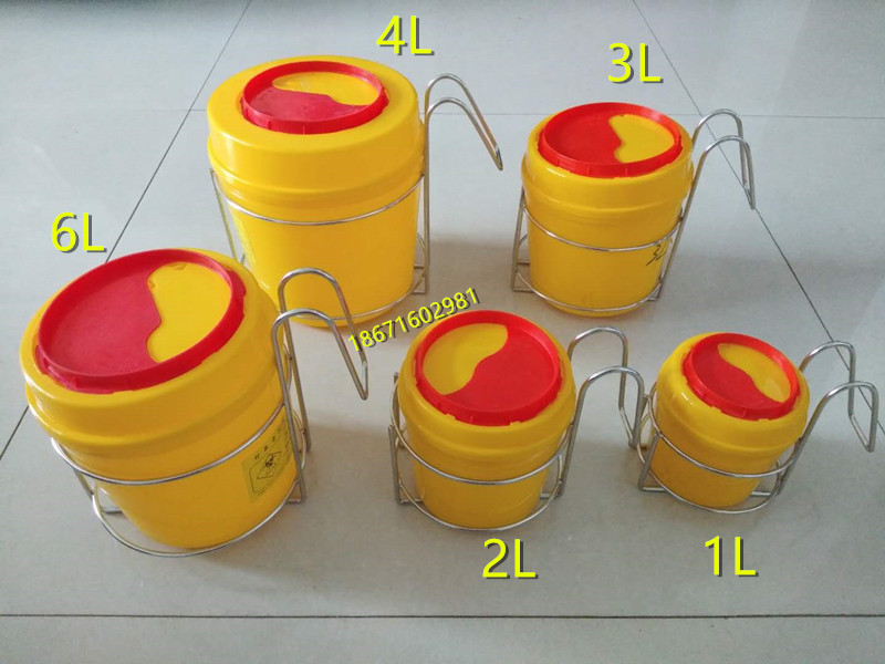 医用304不锈钢3L5L10升方形利器盒挂架1L2托架4L6L圆形锐器盒架子-图1