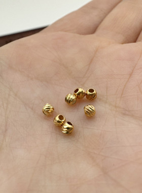 斜珠金色S925纯银diy手链隔珠