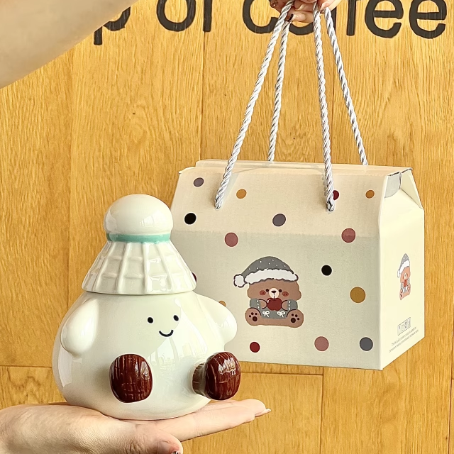 可爱卡通墩墩水杯子羽毛球陶瓷马克杯带盖生日礼物闺蜜伴手礼礼盒,淘宝优惠券,粉丝福利购,淘宝优惠卷