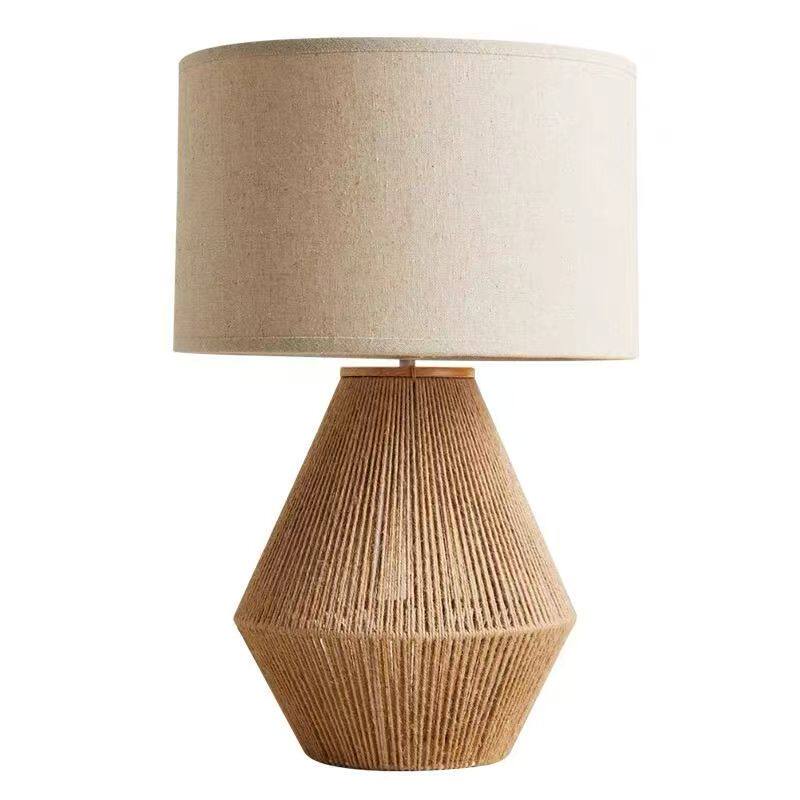 日式复古风麻绳台灯书房床头灯酒店民宿氛围灯设计师手工编织台灯