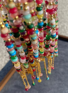 超好看天然石彩色串珠项链