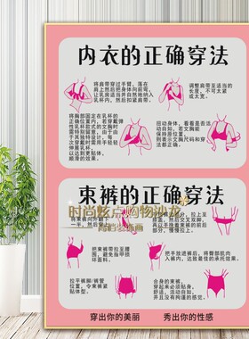 内衣店文胸塑裤的正确穿法美容院装饰画挂画美容美体对比墙壁画