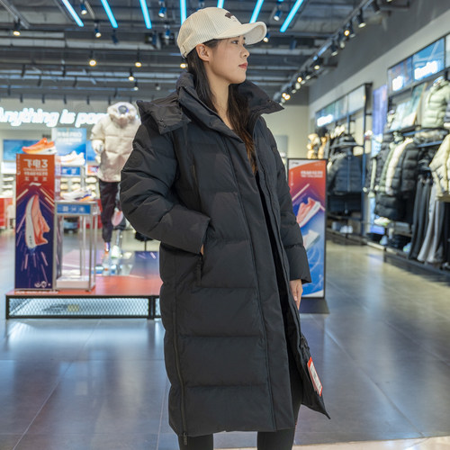 Lining/李宁正品健身系列女子运动休闲长款保暖连帽羽绒服AYMT100 - 图2