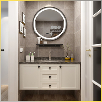 American Minimalist Bath Room Cabinet Composition Smart Rock Board Marble Solid Wood Light Lavish Makeup Room Wash Table Basin Bath