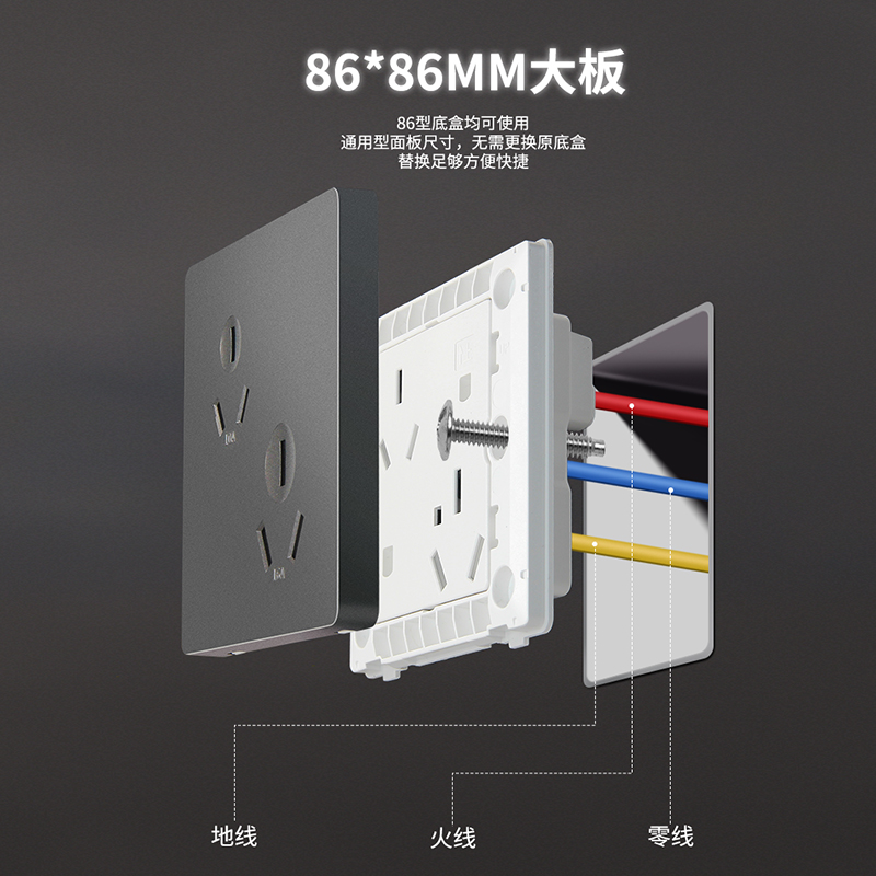 国际电工86型6六孔插座10A+16A双三孔插座暗装墙壁错位斜插座面板 - 图2