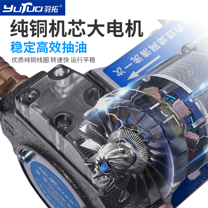 羽拓新款300w电动抽油泵12v/24v直流电动柴油泵带过滤大流量油泵 - 图1