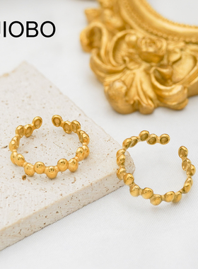 开口可调节拼接椭圆戒指钛钢个性