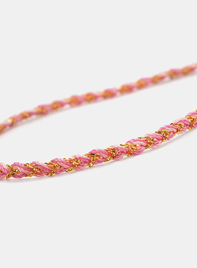 thisness许愿颈链粉色猫咪编织