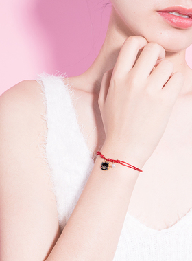 thisness生肖猪纯银小猪镀金红绳