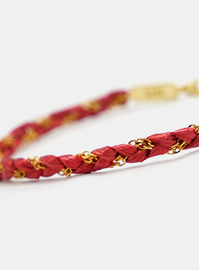 THISNESS纯银镀金编织红绳手链