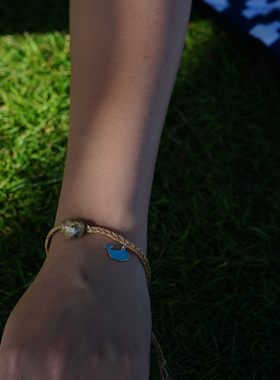 THISNESS 纯银鲸鱼竹纸编织天然玉髓手绳