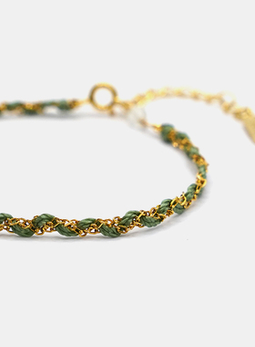 THISNESS纯银镀金法式叠戴手链