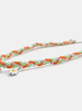 THISNESS 春天里的狗狗纯银柯基花朵编织手链小众设计