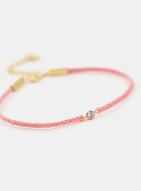 THISNESS手链镀金玫瑰粉锆石