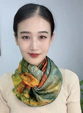 Y[白桦林]新款90*90丽景缎丝巾气质时尚百搭大方优雅方巾