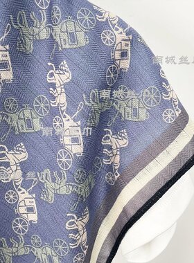 牛仔马车丝绒手感65方巾丝巾