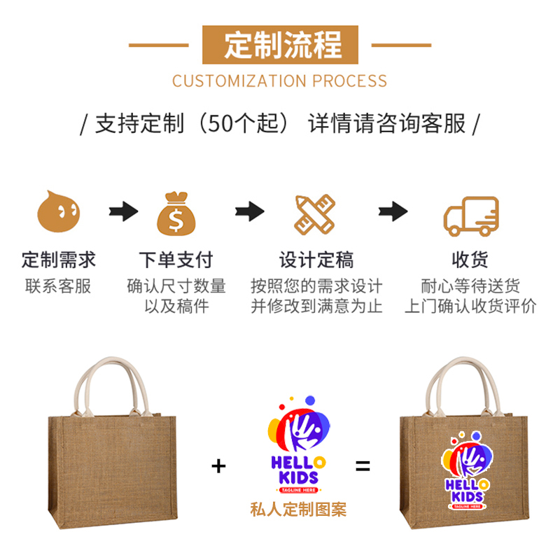 麻布袋定制logo亚麻环保黄麻购物包帆布袋饭盒包便当礼品手提袋子